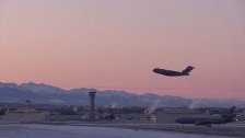 E-3, C-17, and F-22 Raptors Takeoff from Joint Bas...
