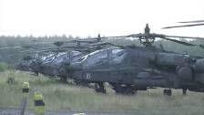 Apache Helicopters Takeoff at Zagan