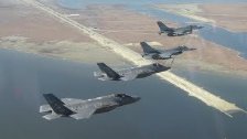 F-16s and F-35s in Formation over South Korea