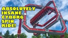 Cyborg Spin ABSOULTELY CRAZY Ride at Six Flags Gre...