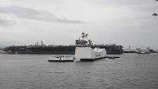 USS Theodore Roosevelt Passes the USS Arizona Memo...