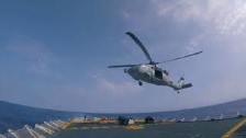 HMCS Vancouver Helicopter Resupply At Sea