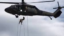 Air Assault Trainees Rappel from UH-60 Black Hawk ...