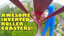 5 Awesome Inverted Roller Coasters! Front Seat Vie...