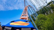 Riding the Superman Roller Coaster at Six Flags Am...