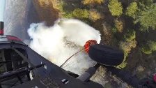 Blackhawk Helicopter Water Drop on the Camp Fire