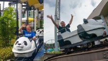 Riding the Weird Panda Roller Coaster at Adventure...