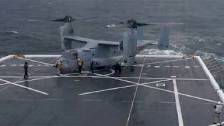 MV-22 Osprey Lands on the USS Portland